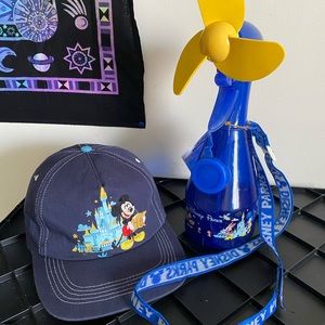 Disney Parks Accessories Bundle Hat and Bottle Fan